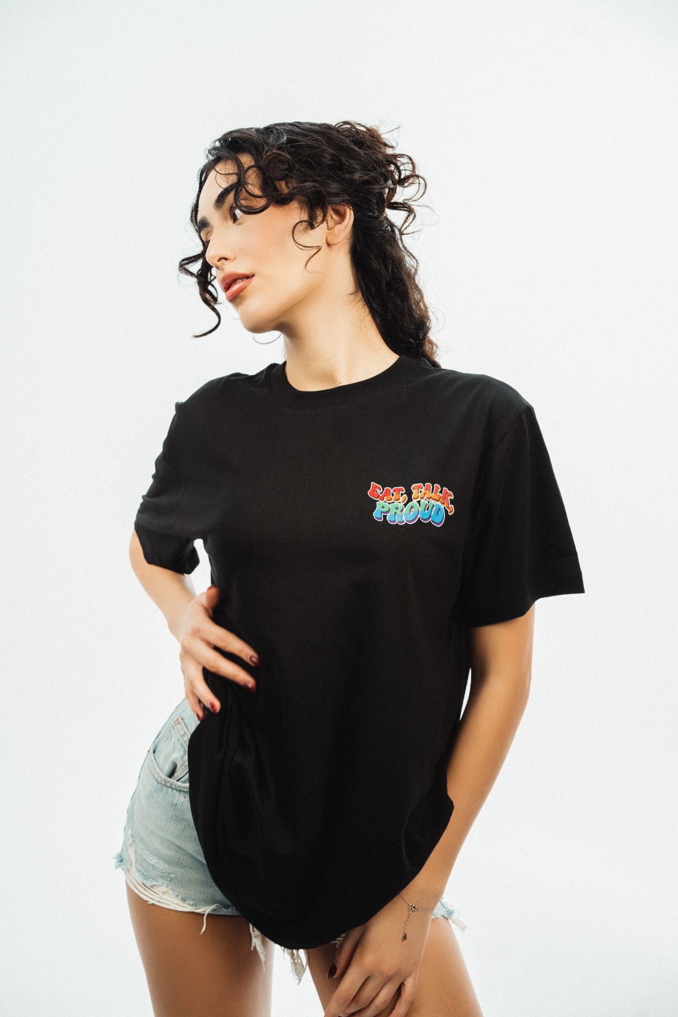 Eat Talk Proud Siyah Tshirt - Görsel 3
